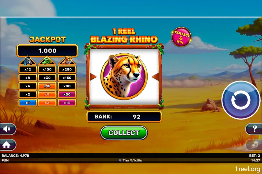1Reel Blazing Rhino mobile view