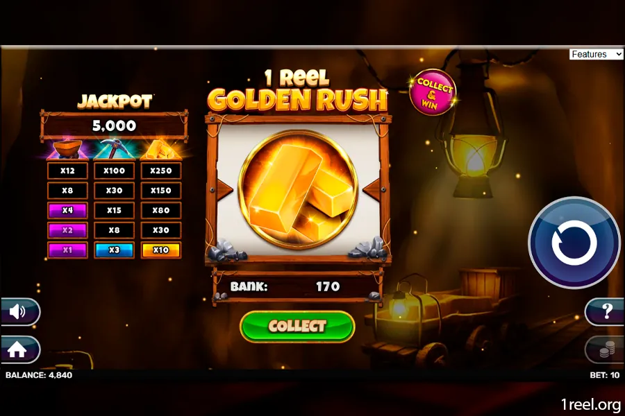 1Reel Golden Rush mobile view
