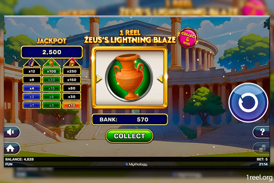 1Reel Zeus Lightning Blaze gameplay screenshot